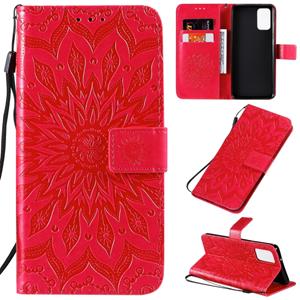 huismerk Voor Galaxy S20+ Sun Print Horizontale Flip Beschermhoes met Houder & Card Slots & Wallet(Red)