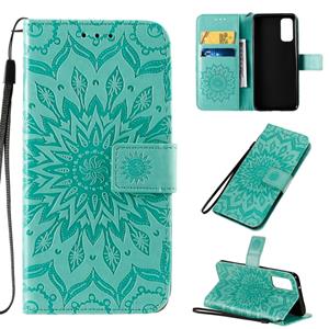 huismerk For Galaxy S20 Sun Print Horizontal Flip Protective Case with Holder & Card Slots & Wallet(Green)