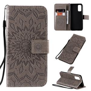 huismerk Voor Galaxy S20 Sun Print Horizontale Flip Beschermhoes met Houder & Card Slots & Wallet(Grijs)