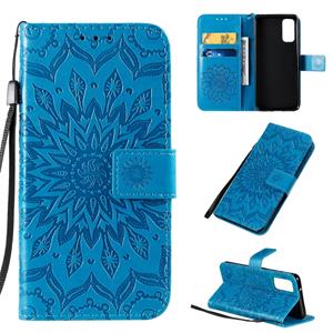 huismerk For Galaxy S20 Sun Print Horizontal Flip Protective Case with Holder & Card Slots & Wallet(Blue)