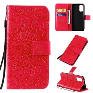 huismerk For Galaxy S20 Sun Print Horizontal Flip Protective Case with Holder & Card Slots & Wallet(Red)