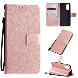 huismerk Voor Galaxy S20 Sun Print Horizontale Flip Beschermhoes met Holder & Card Slots & Wallet(Rose Gold)