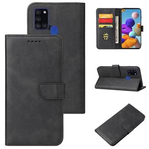 huismerk For Samsung Galaxy A21s Calf Texture Buckle Horizontal Flip Leather Case with Holder & Card Slots & Wallet(Black)