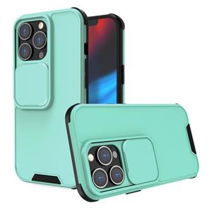 huismerk Omhoog en omlaag Schuifcamera Cover Design Shockproof TPU + PC-beschermhoes voor iPhone 13 (Mint Green)