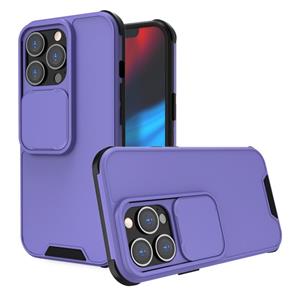 huismerk Omhoog en omlaag Schuifcamera Cover Design Schokbestendige TPU + PC-beschermhoes voor iPhone 13 (Paars)