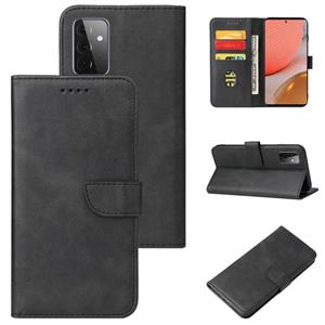 huismerk For Samsung Galaxy A72 5G / 4G Calf Texture Buckle Horizontal Flip Leather Case with Holder & Card Slots & Wallet(Black)