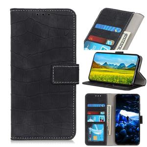 huismerk Voor Oppo A16 Magnetische Krokodil Textuur Horizontale Flip Leren Case met Houder & Card Slots & Wallet (Zwart)