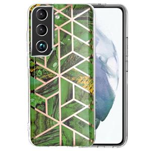 huismerk Voor Samsung Galaxy S22 + 5G Electroplating TPU-beschermende telefoonhoes (groene rhombus)