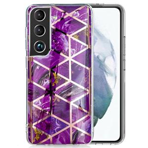 huismerk Voor Samsung Galaxy S22 + 5G Electroplating TPU Beschermende telefoonhoes (Purple Rhombus)