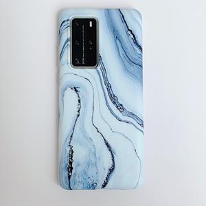 Huismerk Voor Huawei P40 Pro / P40 Pro+ Frosted Marble Pattern Soft TPU Beschermhoes (Flow Color Blue)