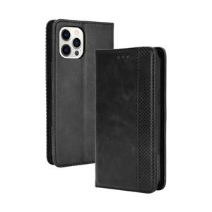 huismerk Magnetic Buckle Retro Pattern Horizontal Flip Leather Case with Holder & Card Slot & Wallet For iPhone 13 mini(Black)