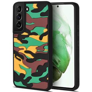 huismerk Voor Samsung Galaxy S22 5G camouflage wolken reliëf skin feel siliconen schokbestendige telefooncase (groen geel)