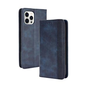 huismerk Magnetic Buckle Retro Pattern Horizontal Flip Leather Case with Holder & Card Slot & Wallet For iPhone 13 mini(Blue)