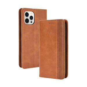 huismerk Magnetic Buckle Retro Pattern Horizontal Flip Leather Case with Holder & Card Slot & Wallet For iPhone 13 mini(Brown)