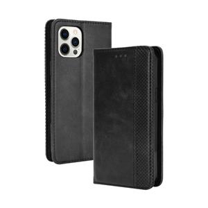 huismerk Magnetic Buckle Retro Pattern Horizontal Flip Leather Case with Holder & Card Slot & Wallet For iPhone 13 Pro(Black)