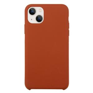 huismerk Solid Silicone Phone Case voor iPhone 13 (Zadelbruin)