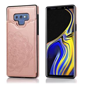 huismerk Voor Samsung Galaxy Note9 Double Buckle Mandala Patroon PU+TPU Beschermhoes met kaartslots & houder & fotoframe (Rose Gold)