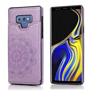 huismerk Voor Samsung Galaxy Note9 Double Buckle Mandala Patroon PU+TPU Beschermhoes met kaartslots & houder & fotoframe(paars)