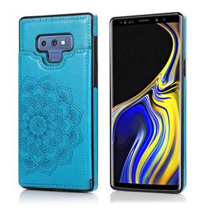 huismerk Voor Samsung Galaxy Note9 Double Buckle Mandala Patroon PU+TPU Beschermhoes met kaartslots & houder & fotoframe(blauw)