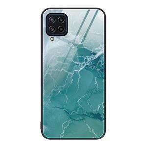 huismerk For Samsung Galaxy M32 Marble Pattern Glass Protective Phone Case(Green Ocean)