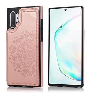 huismerk Voor Samsung Galaxy Note 10 Plus Double Buckle Mandala Patroon PU+TPU Beschermhoes met kaartslots & houder & fotoframe (Rose Gold)