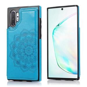 huismerk Voor Samsung Galaxy Note 10 Plus Double Buckle Mandala Patroon PU+TPU Beschermhoes met kaartslots & houder & fotoframe(blauw)