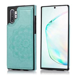 huismerk Voor Samsung Galaxy Note 10 Plus Double Buckle Mandala Patroon PU+TPU Beschermhoes met kaartslots & houder & fotoframe(groen)