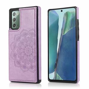 huismerk Voor Samsung Galaxy Note20 Double Buckle Mandala Patroon PU+TPU Beschermhoes met kaartslots & houder & fotoframe(paars)