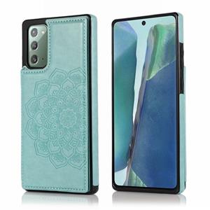 huismerk Voor Samsung Galaxy Note20 Double Buckle Mandala Patroon PU+TPU Beschermhoes met kaartslots & houder & fotoframe(groen)