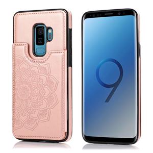 huismerk Voor Samsung Galaxy S9 Double Buckle Mandala Patroon PU+TPU Beschermhoes met kaartslots & houder & fotoframe (Rose Gold)