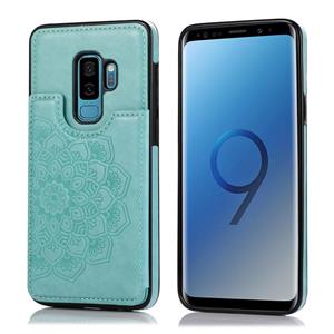 huismerk Voor Samsung Galaxy S9 Double Buckle Mandala Patroon PU+TPU Beschermhoes met kaartslots & houder & fotoframe(groen)