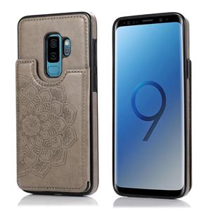 huismerk Voor Samsung Galaxy S9 Double Buckle Mandala Patroon PU+TPU Beschermhoes met kaartslots & houder & fotoframe(Grijs)