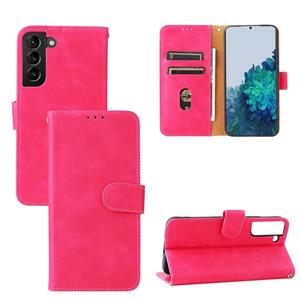 huismerk Voor Samsung Galaxy S22 + 5G Skin Feel Magnetic Buckle Calf Texture PU-telefooncase (Rose Red)