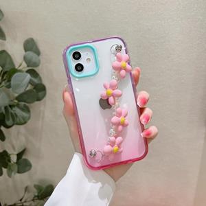 huismerk Gradient Flower Bracelet Phone Case For iPhone 13 Pro Max(Pink)