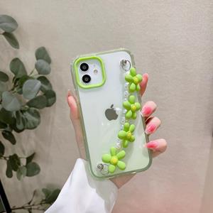 huismerk Gradient Flower Bracelet Phone Case For iPhone 13 Pro Max(Green)