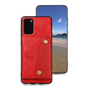 huismerk Voor Samsung Galaxy Note 20 Double Buckle PU + TPU Shockproof Magnetische beschermhoes met kaartslot & houder(rood)