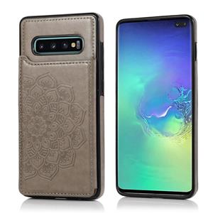 huismerk Voor Samsung Galaxy S10 Double Buckle Mandala Patroon PU+TPU Beschermhoes met kaartslots & houder & fotoframe(Grijs)