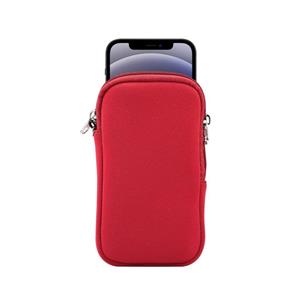 huismerk Universal Elasticity Zipper Protective Case Storage Bag met Lanyard Voor iPhone 12 mini / 4 7-5 4 inch smart phones (Paars rood)