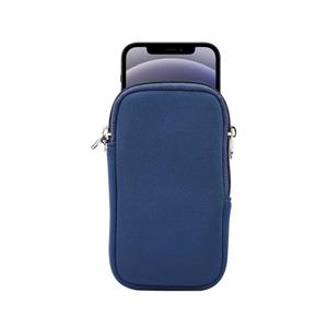 huismerk Universal Elasticity Zipper Protective Case Storage Bag met Lanyard Voor iPhone 12 mini / 4 7-5 4 inch smart phones (Sapphire Blue)