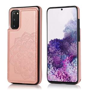 huismerk Voor Samsung Galaxy S20 Plus Double Buckle Mandala Patroon PU+TPU Beschermhoes met kaartslots & houder & fotoframe (Rose Gold)