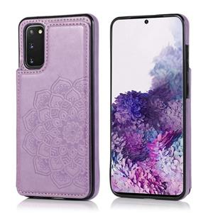 huismerk Voor Samsung Galaxy S20 Plus Double Buckle Mandala Patroon PU+TPU Beschermhoes met kaartslots & houder & fotoframe(paars)