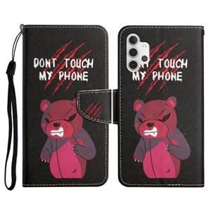 huismerk Voor Samsung Galaxy A32 5G Geschilderd Patroon Horizontale Flip Lederen Case met Houder & Card Slot & Portemonnee (Red Bear)