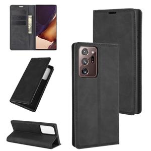 huismerk Voor Samsung Galaxy Note20 Ultra Retro-skin Business Magnetic Suction Leather Case met Holder & Card Slots & Wallet(Zwart)