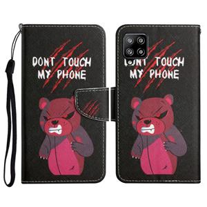 huismerk Voor Samsung Galaxy A42 5G Geschilderd Patroon Horizontale Flip Lederen Case met Houder & Card Slot & Portemonnee (Red Bear)