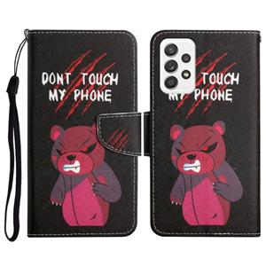 huismerk Voor Samsung Galaxy A72 5G / 4G Geschilderd Patroon Horizontale Flip Lederen Case met Houder & Card Slot & Portemonnee (Red Bear)