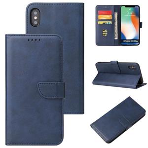 huismerk Calf Texture Buckle Horizontal Flip Leather Case with Holder & Card Slots & Wallet For iPhone XS Max(Blue)