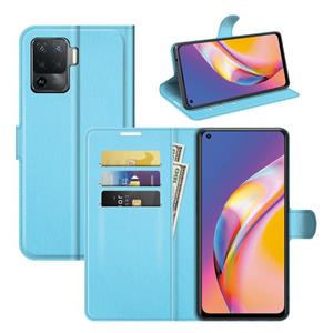 huismerk Voor OPPO A94 4G / F19 Pro / Reno 5 Lite Litchi Textuur Horizontale Flip Beschermhoes met houder & kaartsleuven & portemonnee (blauw)