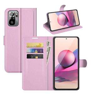 huismerk Voor Xiaomi Redmi Note 10 4G / Note 10S Litchi Texture horizontale flip beschermhoes met houder kaartsleuven en portemonnee (roze)