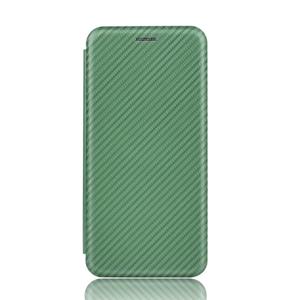 huismerk Voor Samsung Galaxy Note20 Ultra Carbon Fiber Textuur Magnetische horizontale flip TPU + PC + PU lederen hoes met kaartsleuf(groen)