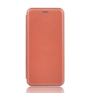 huismerk Voor Samsung Galaxy Note20 Ultra Carbon Fiber Texture Magnetic Horizontal Flip TPU + PC + PU Leather Case met kaartsleuf(Bruin)